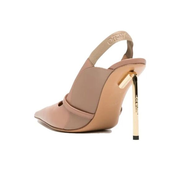 NEW-OFF-WHITE -Allenframe Slim Heel- Tan/Gold- Size 41 - Picture 4 of 15